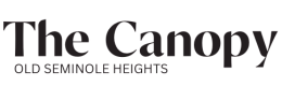 The Canopy logo in sleek black font, highlighting its location in Old Seminole Heights.