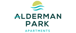Alderman Park Apartments logo with a vibrant sun and wave design, embodying modern living and serene landscapes.