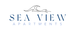 Elegant Sea View Apartments logo with bold navy lettering, exuding a sense of luxury and coastal charm.
