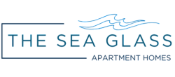 Elegant logo for The Sea Glass Apartment Homes, featuring a sleek and modern design with oceanic motifs.