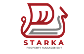 Elegant logo of Starka Property Management featuring a stylized red and gray design.