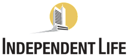 Modern logo featuring sleek high-rise buildings against a warm yellow backdrop, representing Independent Life.