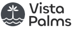 Elegant Vista Palms logo featuring a stylized palm tree above gentle ocean waves.