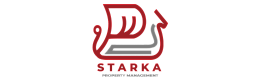 Dynamic logo of Starka Property Management featuring a bold red and gray design.
