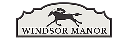 Elegant Windsor Manor logo featuring a silhouette of a horse and rider.