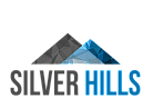 Modern Silver Hills logo featuring stylized geometric mountain peaks in shades of gray and blue.