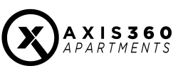 Modern Axis360 Apartments logo with sleek design and bold typography.