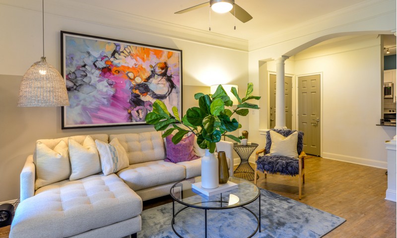 Living Room with Custom Design Features