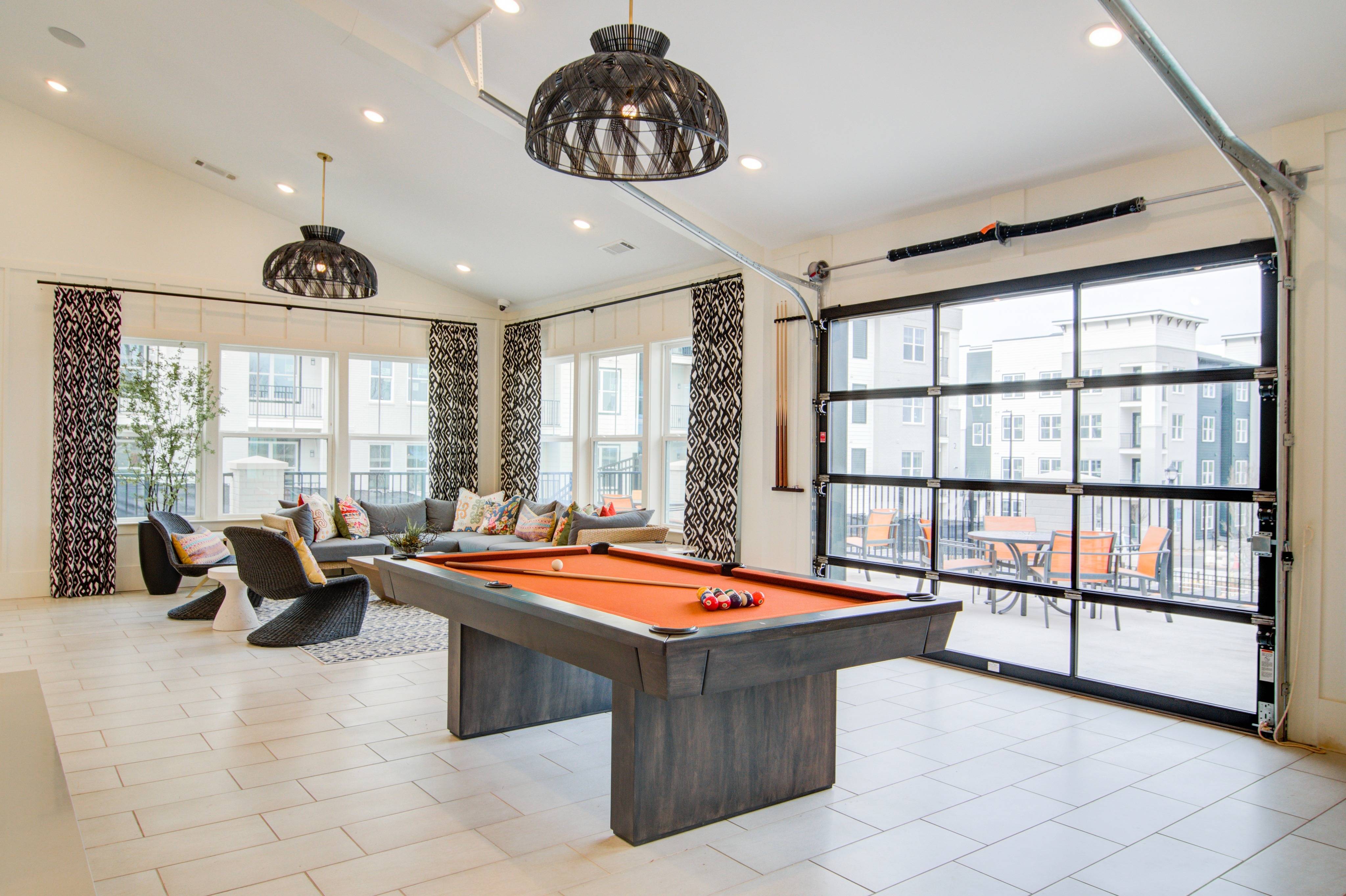 Resident Lounge overlooking the pool deck