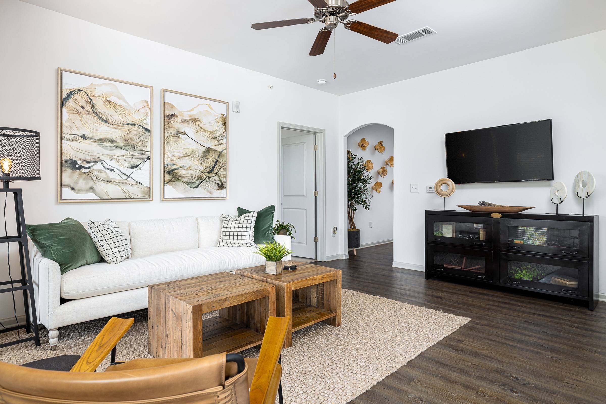 Living Room with Ceiling Fan