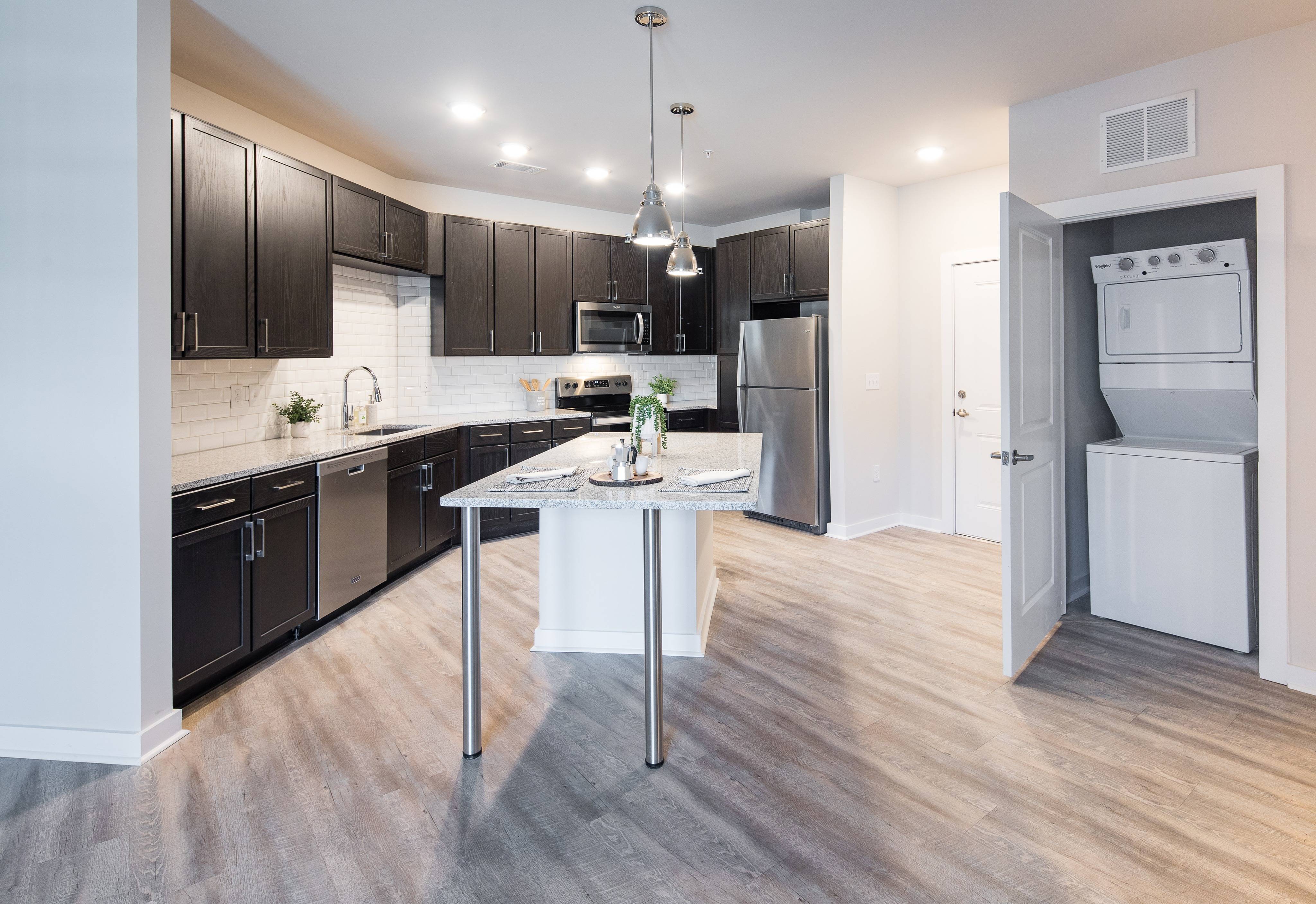 Stainless Steel Appliances and Pendant Lighting