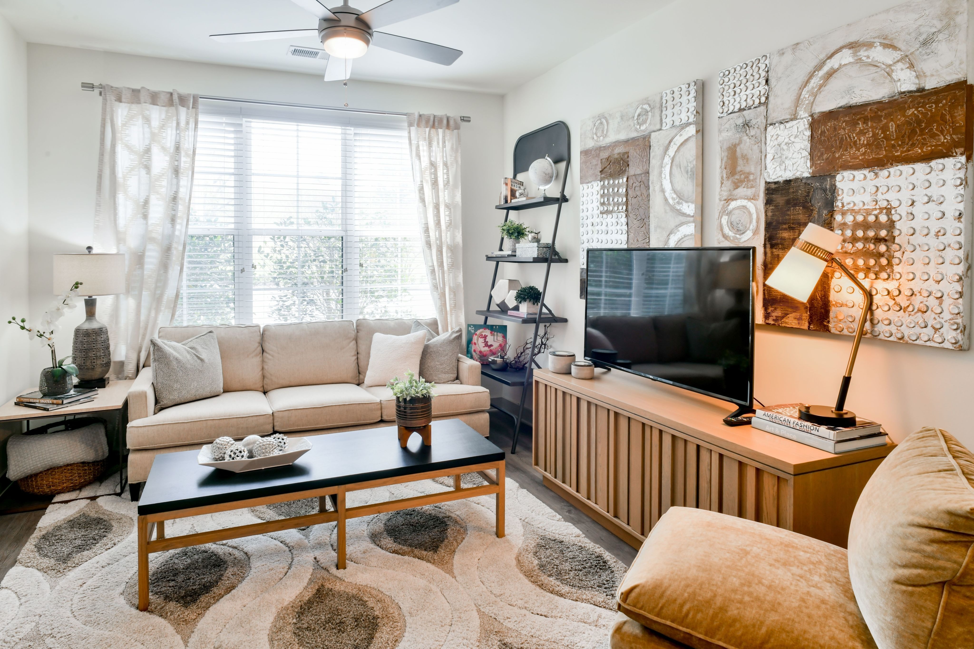 Living Room with Ceiling Fan