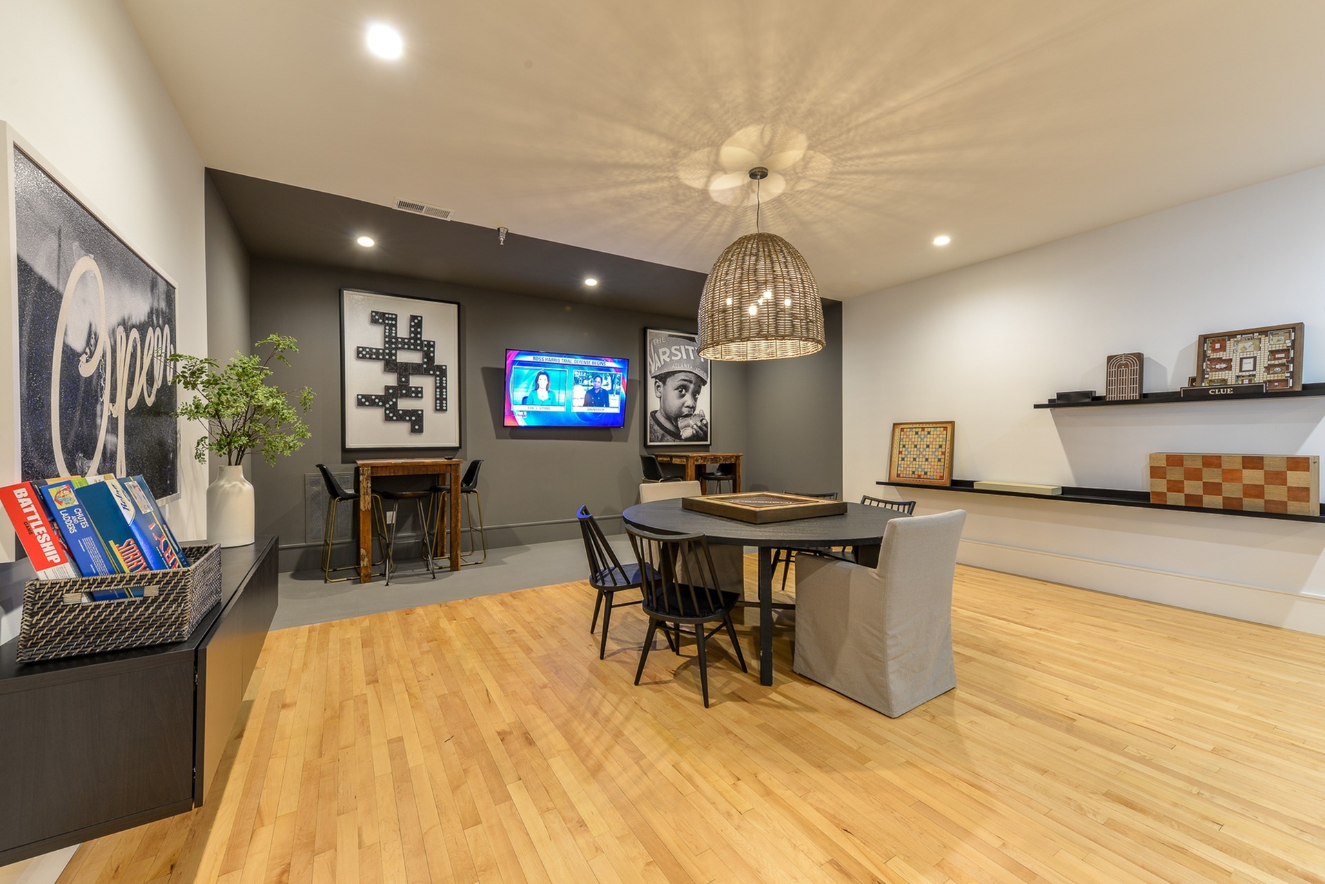 Game Lounge with TV and Board Games