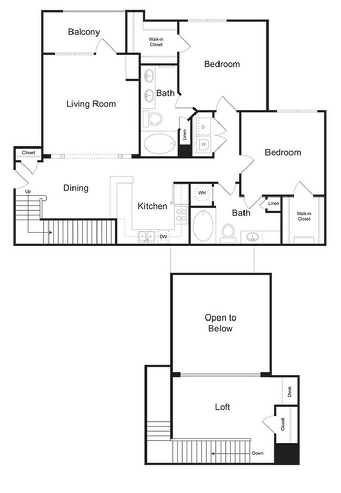 The Ridgewood Loft 2 bedroom 2 bathroom with loft 1513 sq ft apartment home at The Kendrick located in Atlanta, GA 30324