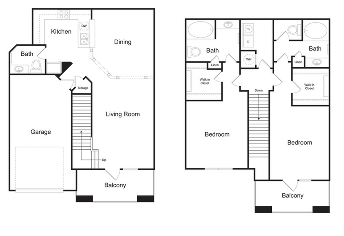The Ashford Townhome 2 bedroom 2 bathroom with attached garage 1868 sq ft apartment home at The Kendrick located in Atlanta, GA 30324