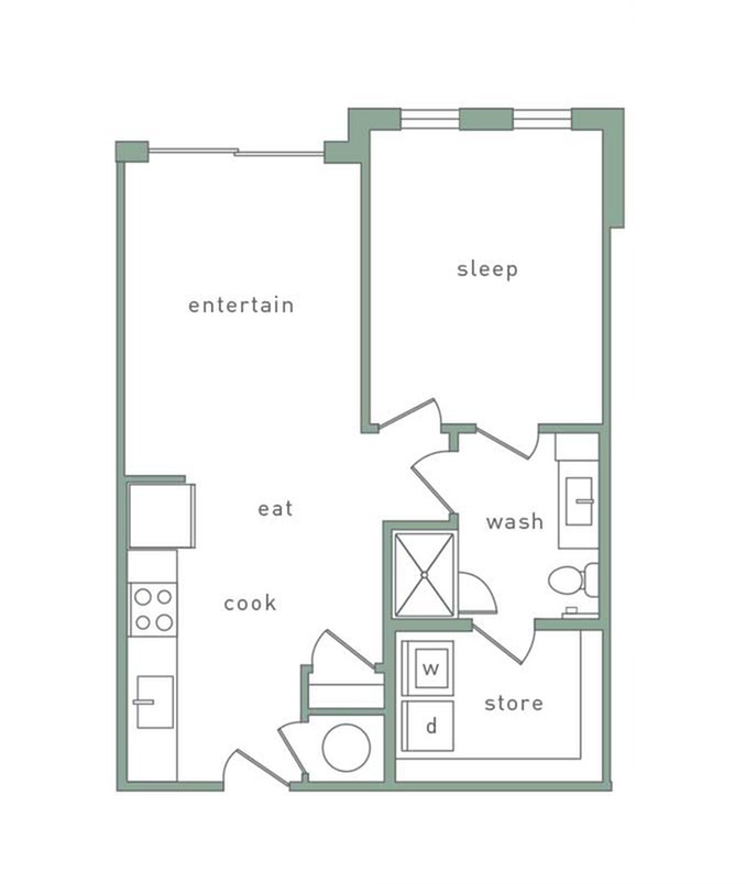 Caldwell 1 Bedroom Floor Plan
