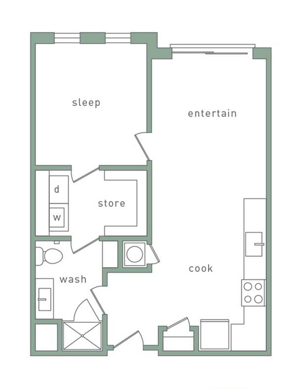 Magnolia 1 Bedroom Floor Plan