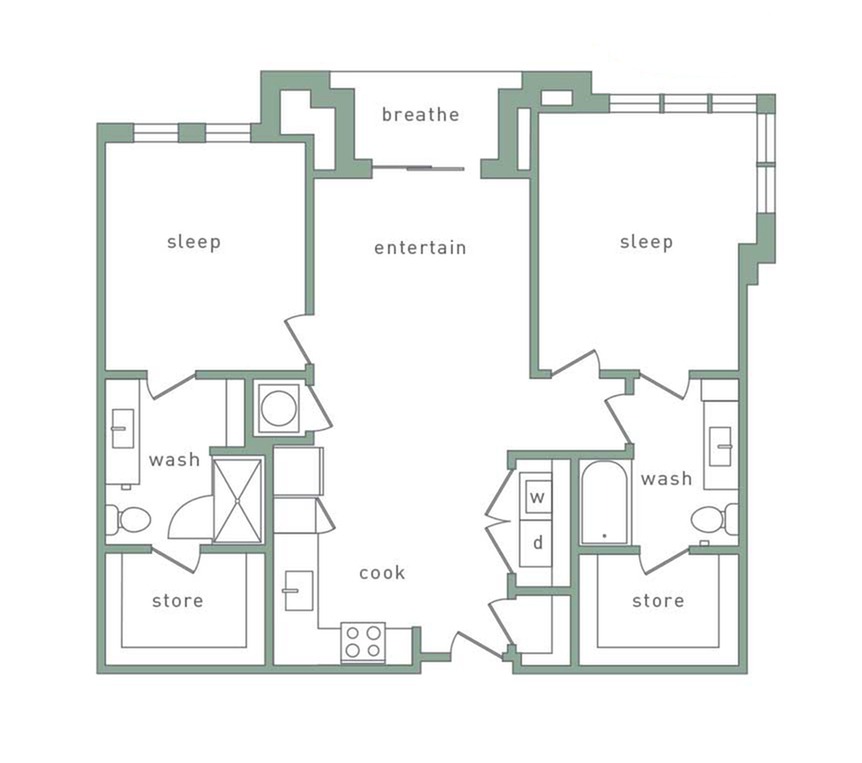 Clairmont 2 Bedroom Floor Plan