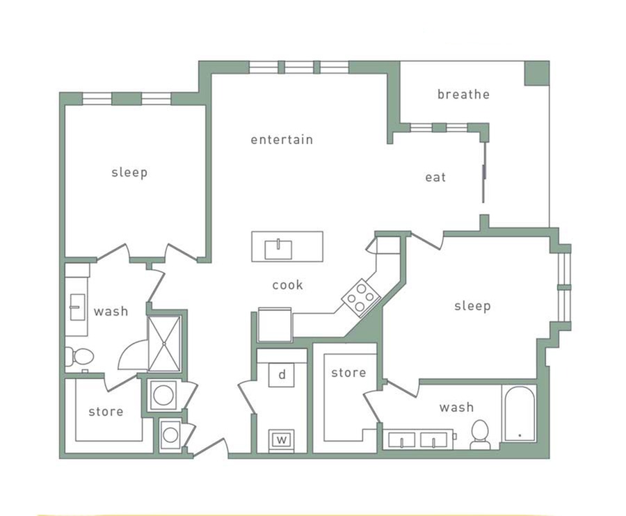 Eastside 2 Bedroom Floor Plan