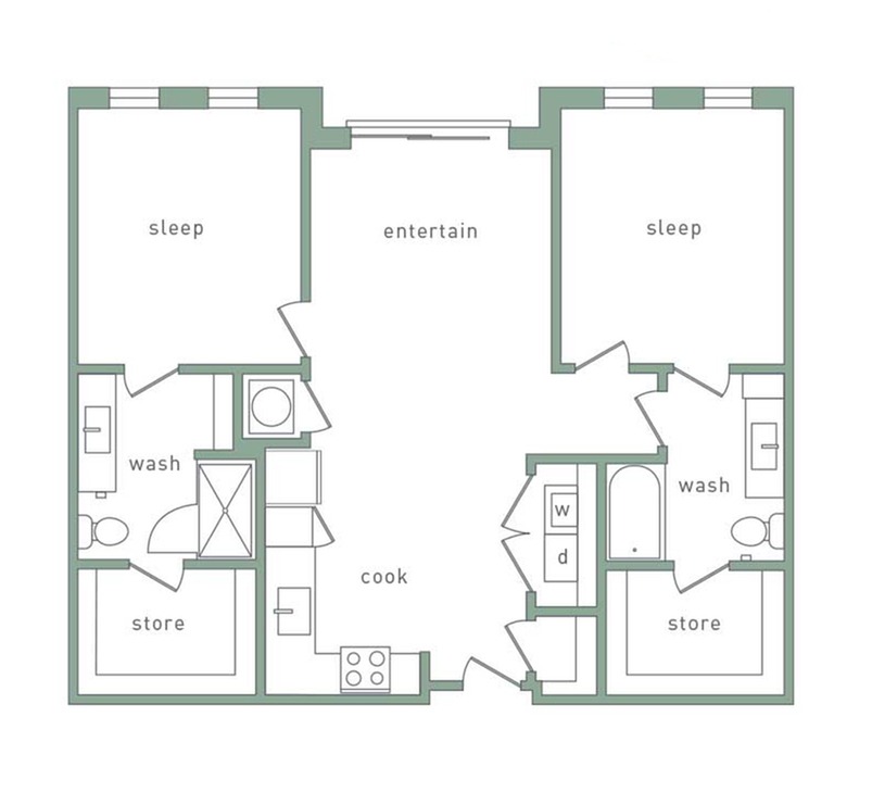 Forest Park 2 Bedroom Floor Plan