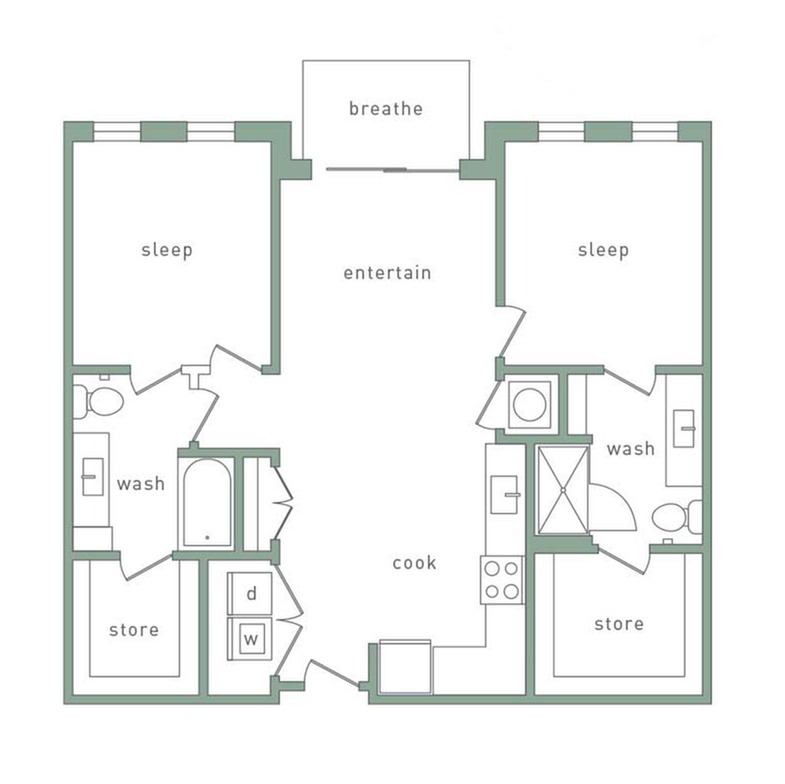 Hollywood 2 Bedroom Floor Plan