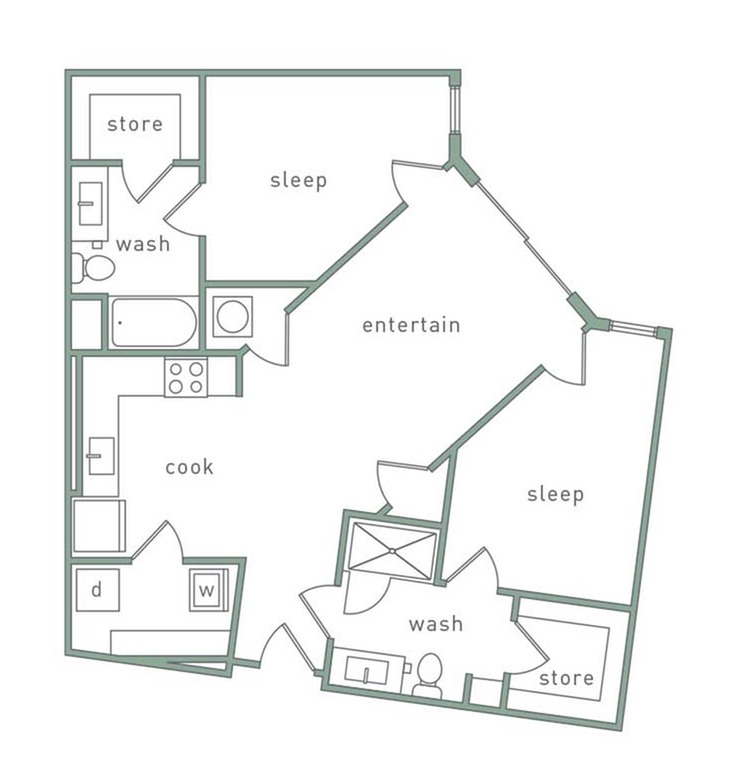 Uptown 2 Bedroom Floor Plan