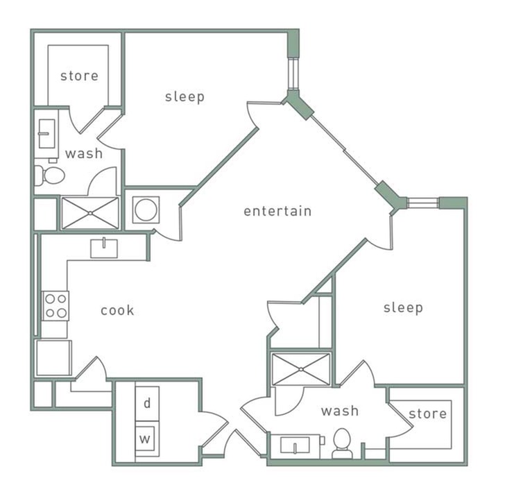 Westside 2 Bedroom Floor Plan