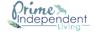 Elegant logo design for Prime Independent Living featuring a serene feather and bird motif, emphasizing freedom and tranquility.