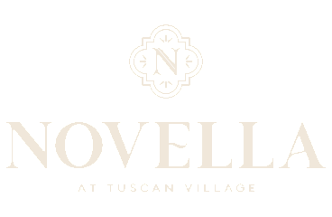 Elegant Novella at Tuscan Village logo featuring a stylish emblem and classic typography.