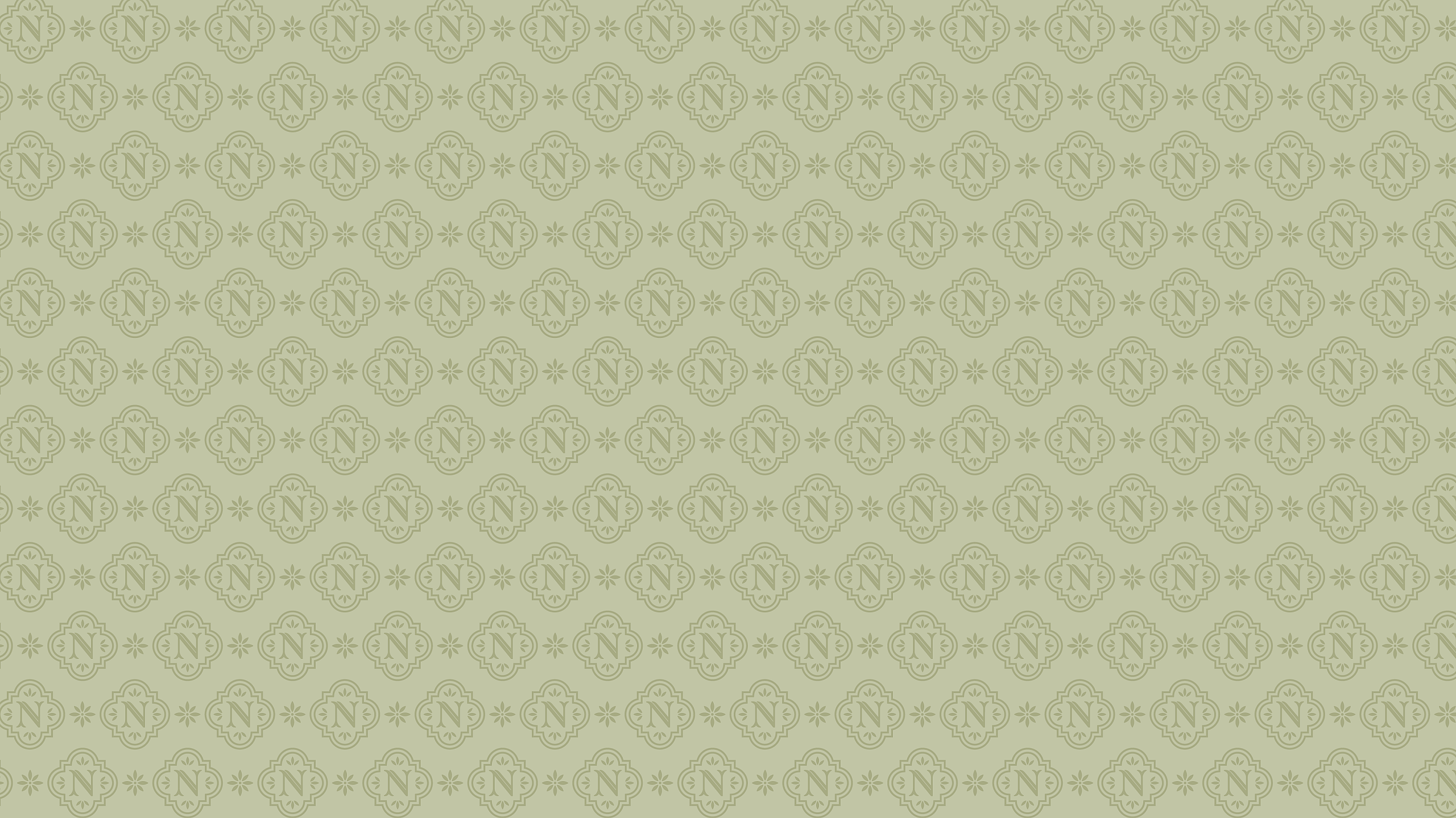 Elegant green wallpaper with intricate pattern design and stylish recurring 'N' motif.