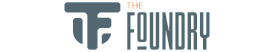 Modern industrial logo for The Foundry with bold typography and unique design elements.