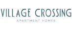 Modern Village Crossing Apartment Homes logo in elegant blue typography.