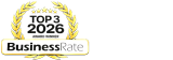 Prestigious BusinessRate Top 3 Award Winner 2026, highlighted by golden laurel wreath design.