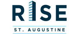 Rise St. Augustine logo featuring modern architecture design within the letter I, representing urban sophistication and elevated living.