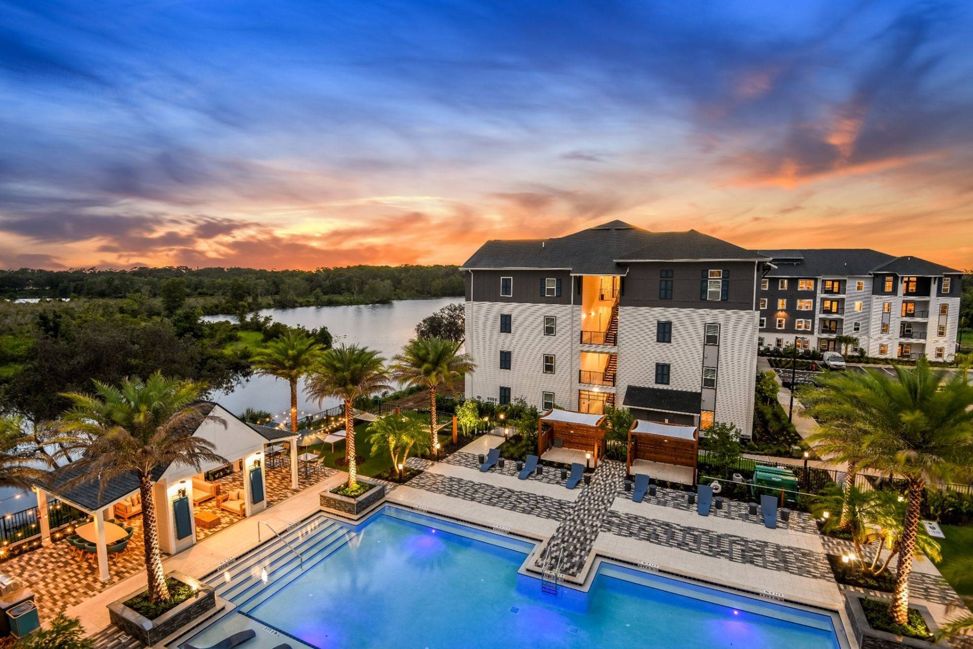 Pool Dusk | Apartments in Davenport, FL | Lirio at Rafina