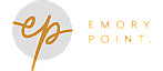 Emory Point logo featuring elegant golden script 'ep' on a circular gray background alongside bold text.