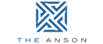 Modern geometric logo of The Anson in blue and black.