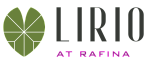 Elegant logo of Lirio at Rafina featuring a stylized green leaf design.