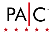 Modern PAC logo with bold letters and five red stars.