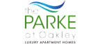 Elegant logo for The Parke at Oakley, showcasing luxury apartment homes with a sleek and modern design.