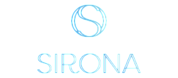 Elegant logo design featuring an artistic letter 'S' above the word 'Sirona' in sleek, modern typography.