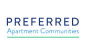 Preferred Apartment Communities logo with elegant blue and green accents, conveying trust and quality in residential living.