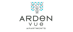 Elegant Arden Vue Apartments logo featuring a modern tree design with teal leaves, embodying stylish urban living.