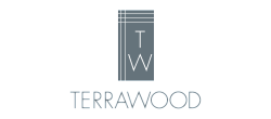 Modern Terrwood logo featuring elegant geometric design in a sleek gray palette.