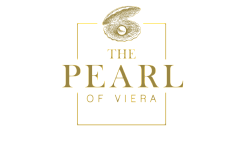 Elegant logo design featuring an oyster with a pearl, symbolizing luxury and sophistication at The Pearl of Viera.