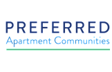 Elegant logo of Preferred Apartment Communities with bold blue lettering and a sleek underline.