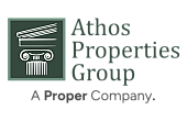 Athos Properties Group logo featuring an elegant architectural column design, exuding sophistication and reliability.