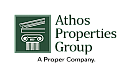 Elegant logo design for Athos Properties Group with a classical column motif, highlighting their commitment to timeless and proper real estate services.