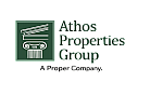 Athos Properties Group logo featuring a classical column design on a green background, highlighting a proper company brand identity.