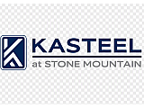 Elegant logo for Kasteel at Stone Mountain, featuring sleek blue typography and modern design elements.
